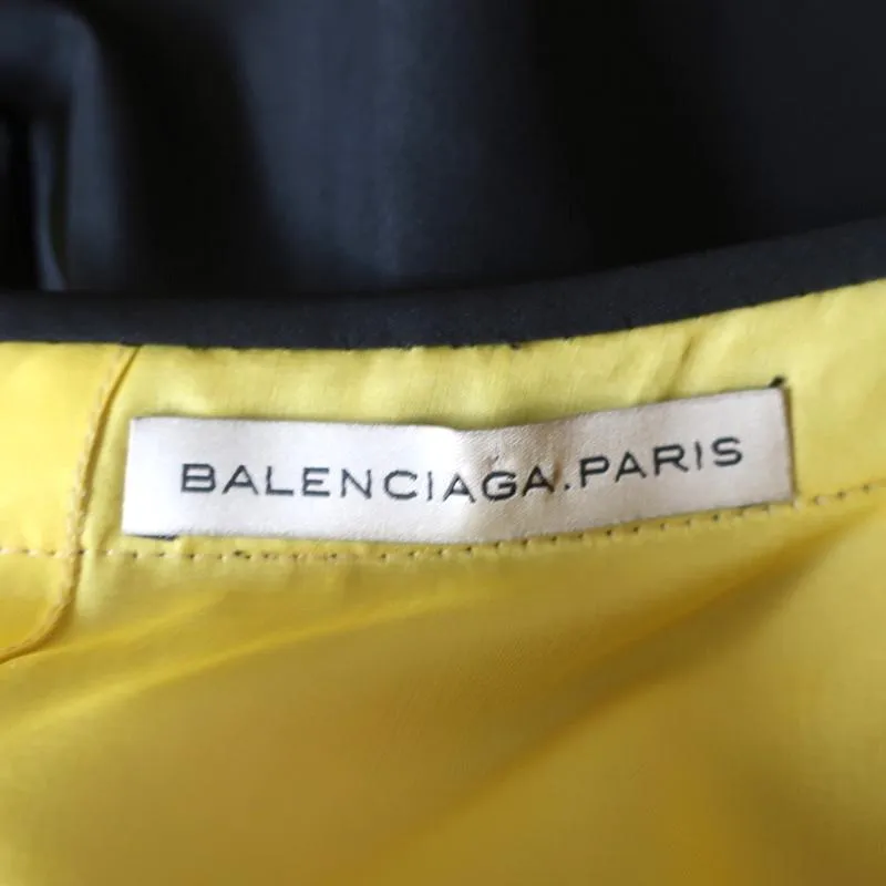Balenciaga Mini Dress Beige/Black Layered Taffeta Size 38 Sleeveless Button-Back