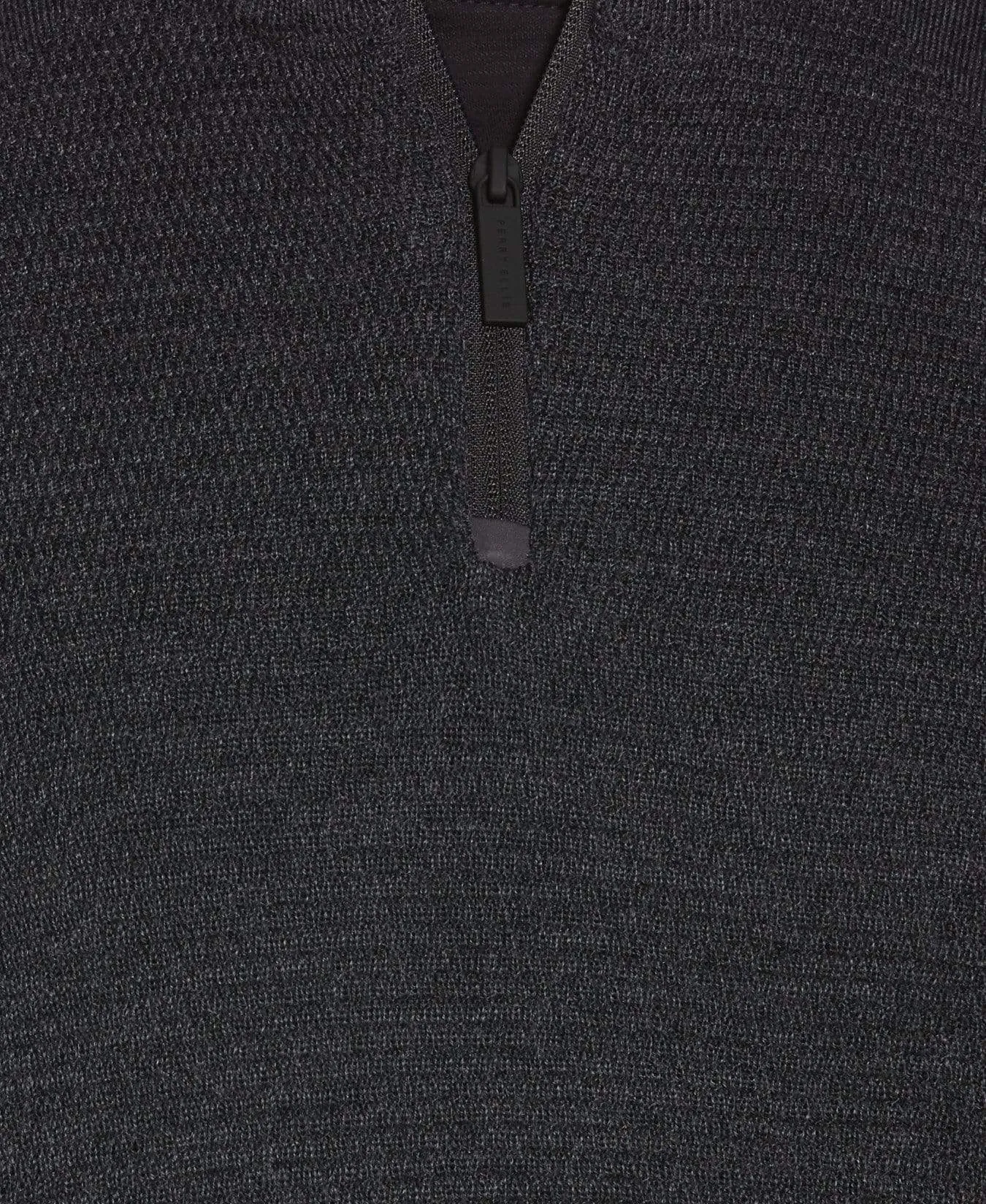 Big & Tall Textured Merino Blend Quarter Zip Sweater