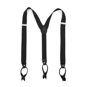 Black Button-End Unisex Suspenders