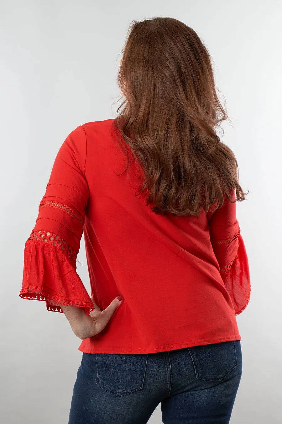 Bold Moves Top With Lace Sleeve