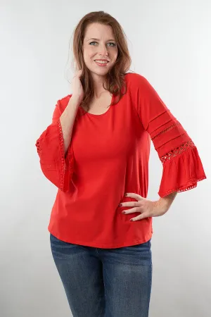 Bold Moves Top With Lace Sleeve