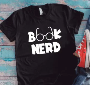 Book Nerd, Unisex Black Short Sleeve T-shirt