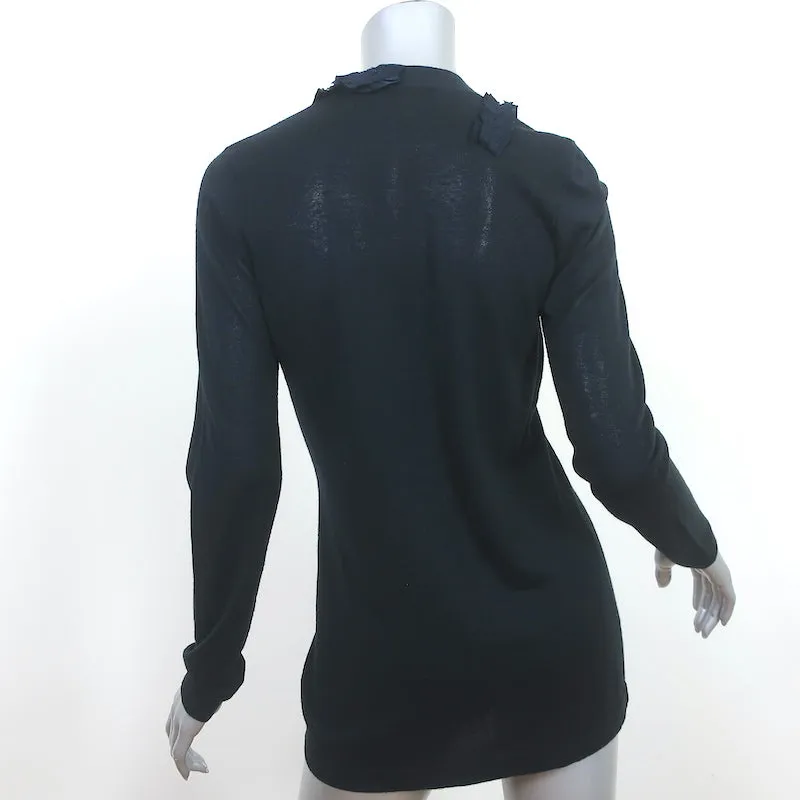 BOSS Hugo Boss Ruffle-Trim Cardigan Black Cashmere-Silk Size Extra Small