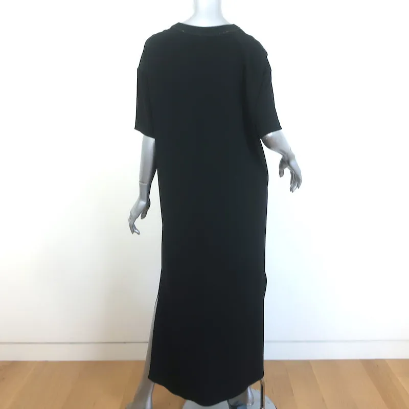 Brunello Cucinelli Monili-Trimmed Maxi T-Shirt Dress Black Crepe Size Small