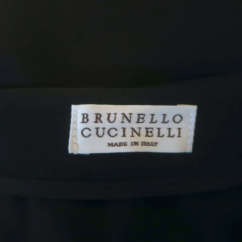 Brunello Cucinelli Monili-Trimmed Maxi T-Shirt Dress Black Crepe Size Small