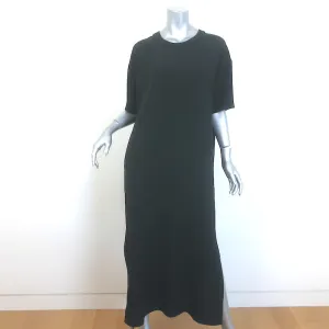 Brunello Cucinelli Monili-Trimmed Maxi T-Shirt Dress Black Crepe Size Small