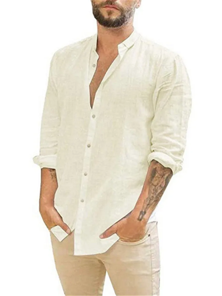 Button Up Black Long Sleeve Shirt Mens