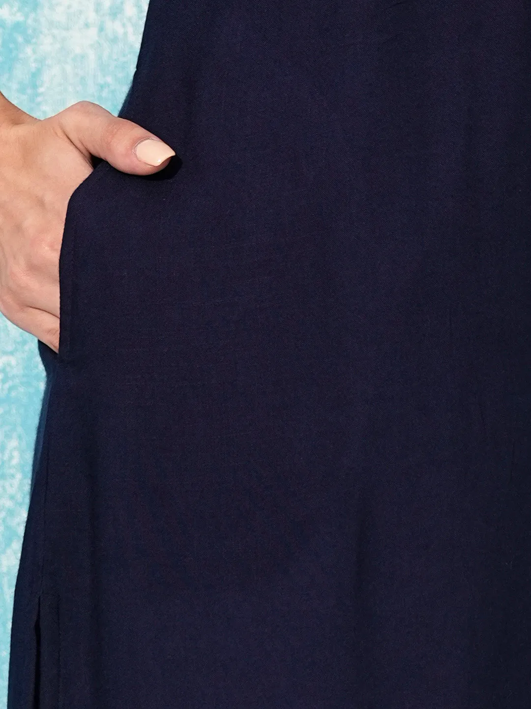 Buy NavyBlue Comfort Fit Rayon Kurta For Women Online In India - Zola