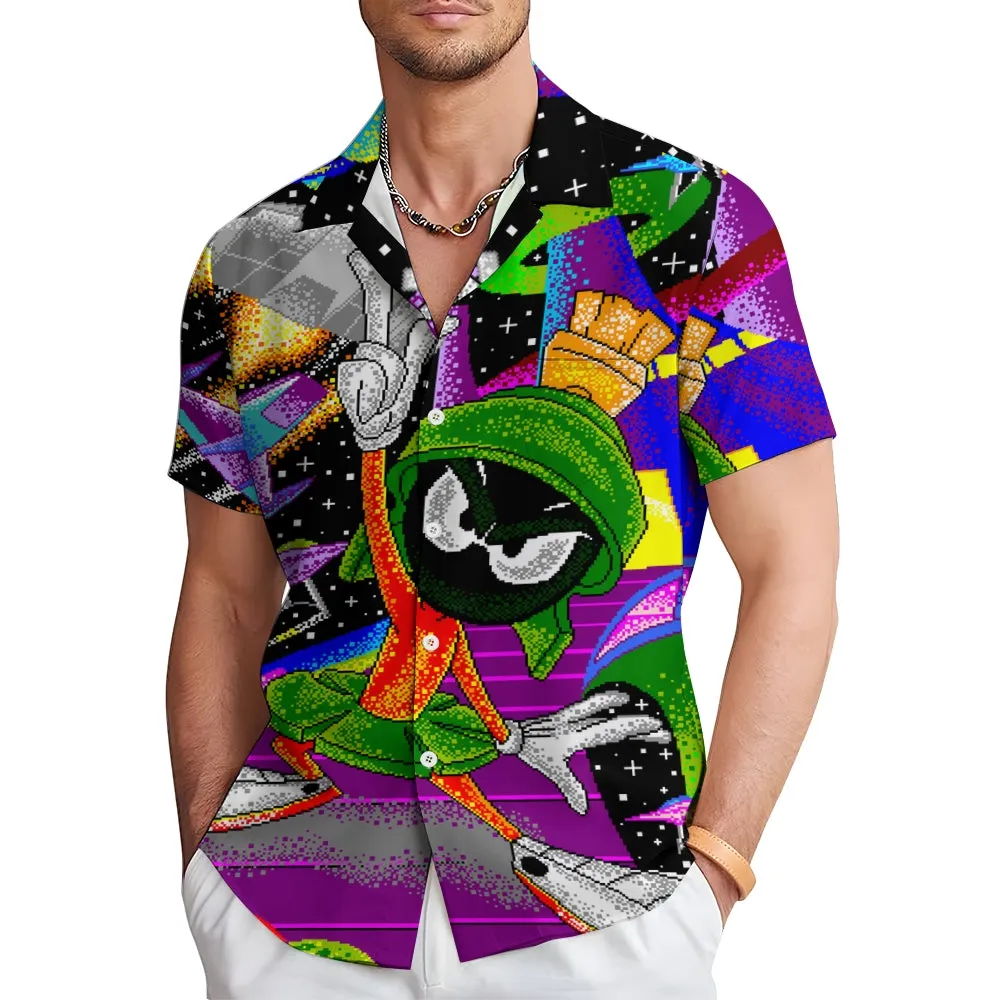 Cartoon Universe Printed Casual Large Size Short Sleeve Shirt 2406002074