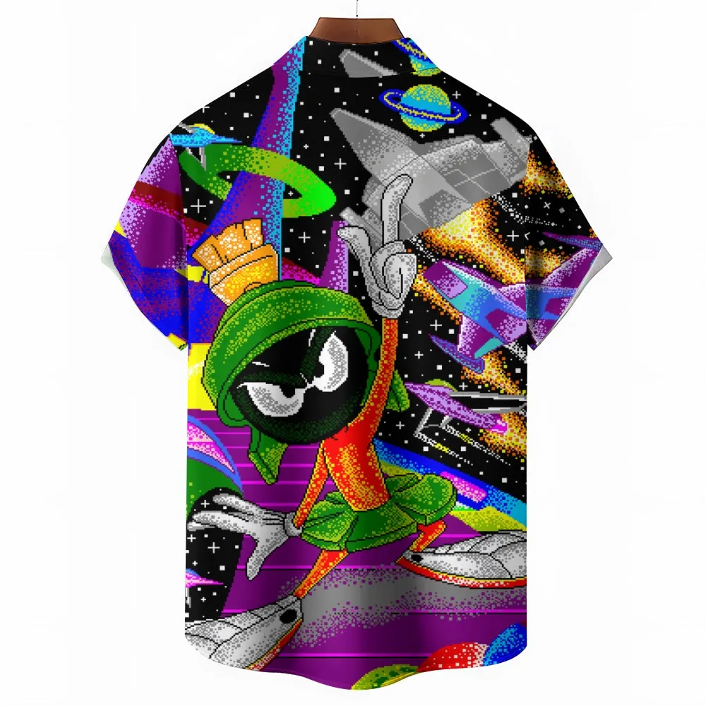 Cartoon Universe Printed Casual Large Size Short Sleeve Shirt 2406002074