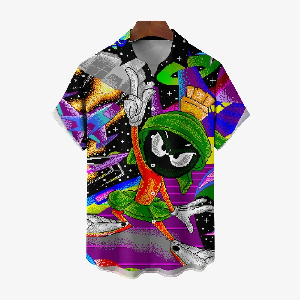 Cartoon Universe Printed Casual Large Size Short Sleeve Shirt 2406002074