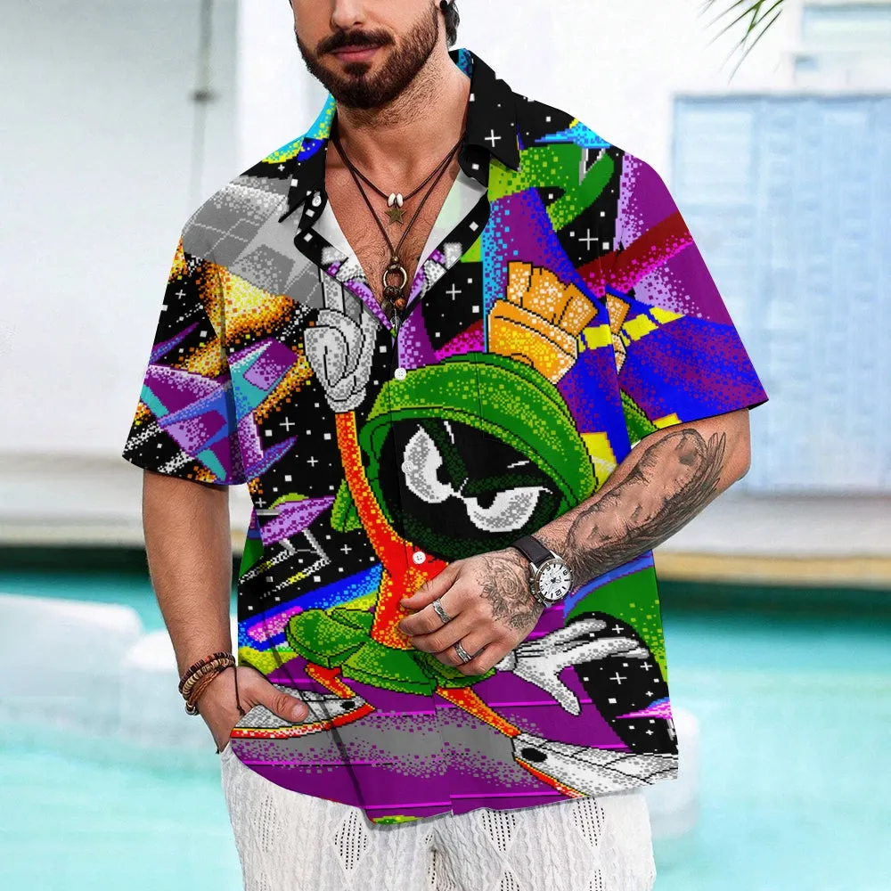 Cartoon Universe Printed Casual Large Size Short Sleeve Shirt 2406002074
