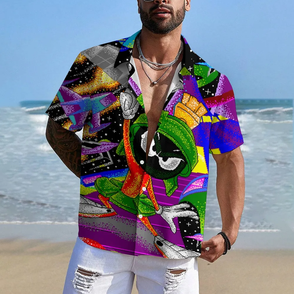 Cartoon Universe Printed Casual Large Size Short Sleeve Shirt 2406002074