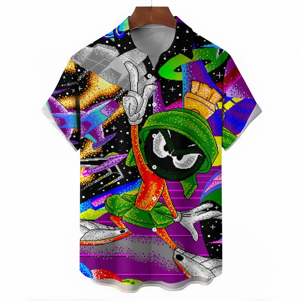 Cartoon Universe Printed Casual Large Size Short Sleeve Shirt 2406002074