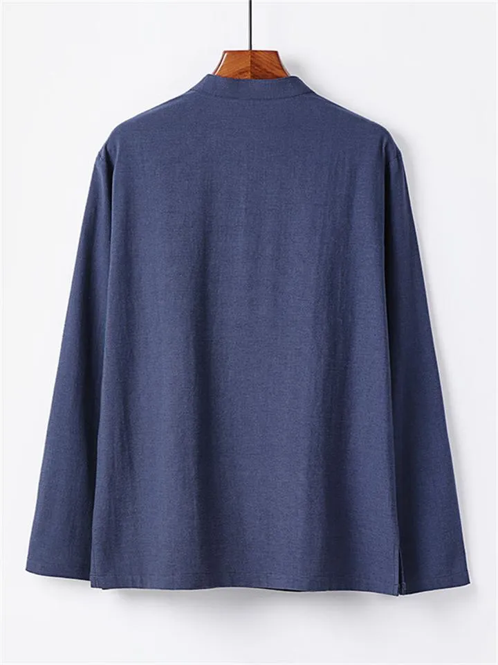 Casual Long-Sleeved Cotton And Linen Breathable Loose T-Shirt