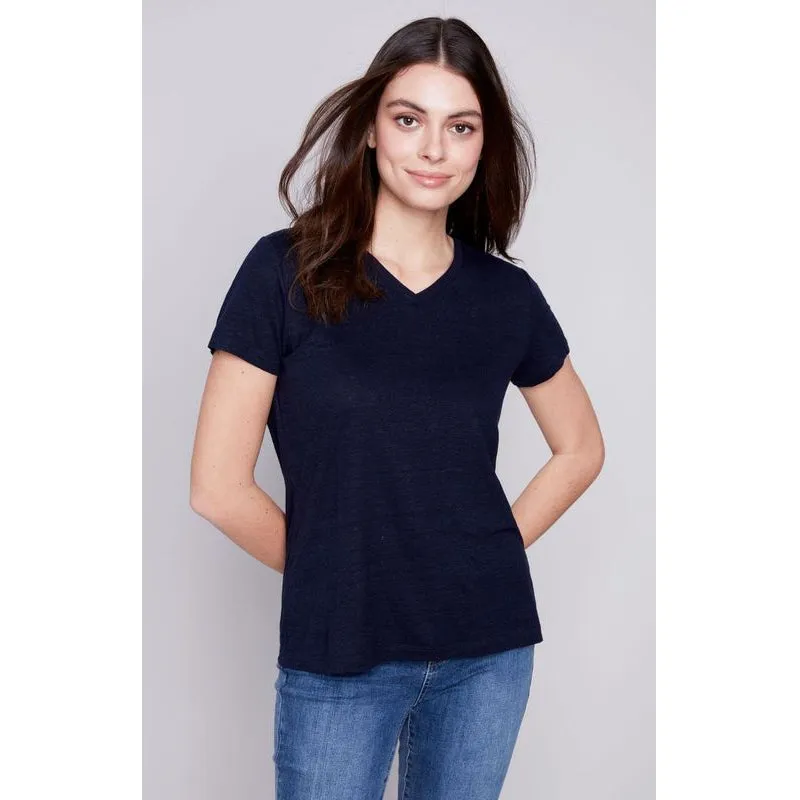 Charlie B Linen V-Neck T-Shirt