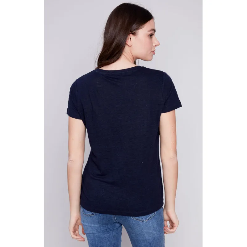 Charlie B Linen V-Neck T-Shirt