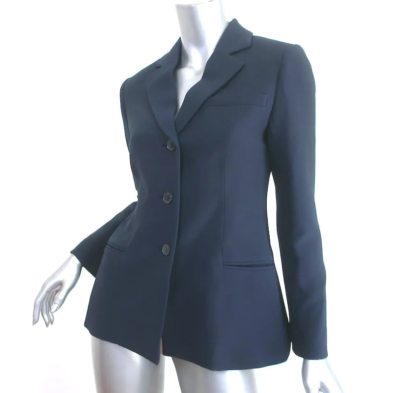 Christian Dior Blazer Navy Wool-Silk Size 38 Single Breasted Jacket