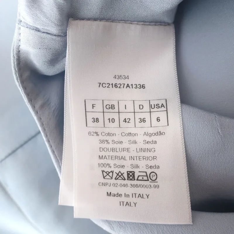 Christian Dior Flared Hem Mini Dress Light Blue Cotton-Silk Size 42