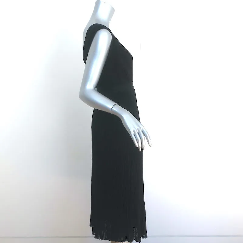 Christian Dior Pleated Knit Midi Dress Black Wool-Silk Size 38