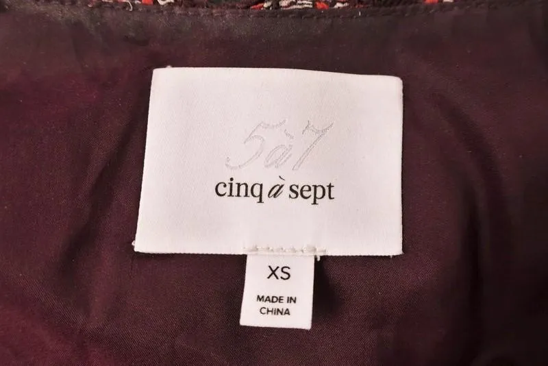 Cinq a Sept Dress Jasmine Red Printed Chiffon Size Extra Long Sleeve Tiered Mini