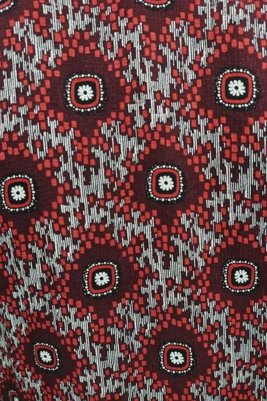Cinq a Sept Dress Jasmine Red Printed Chiffon Size Extra Long Sleeve Tiered Mini