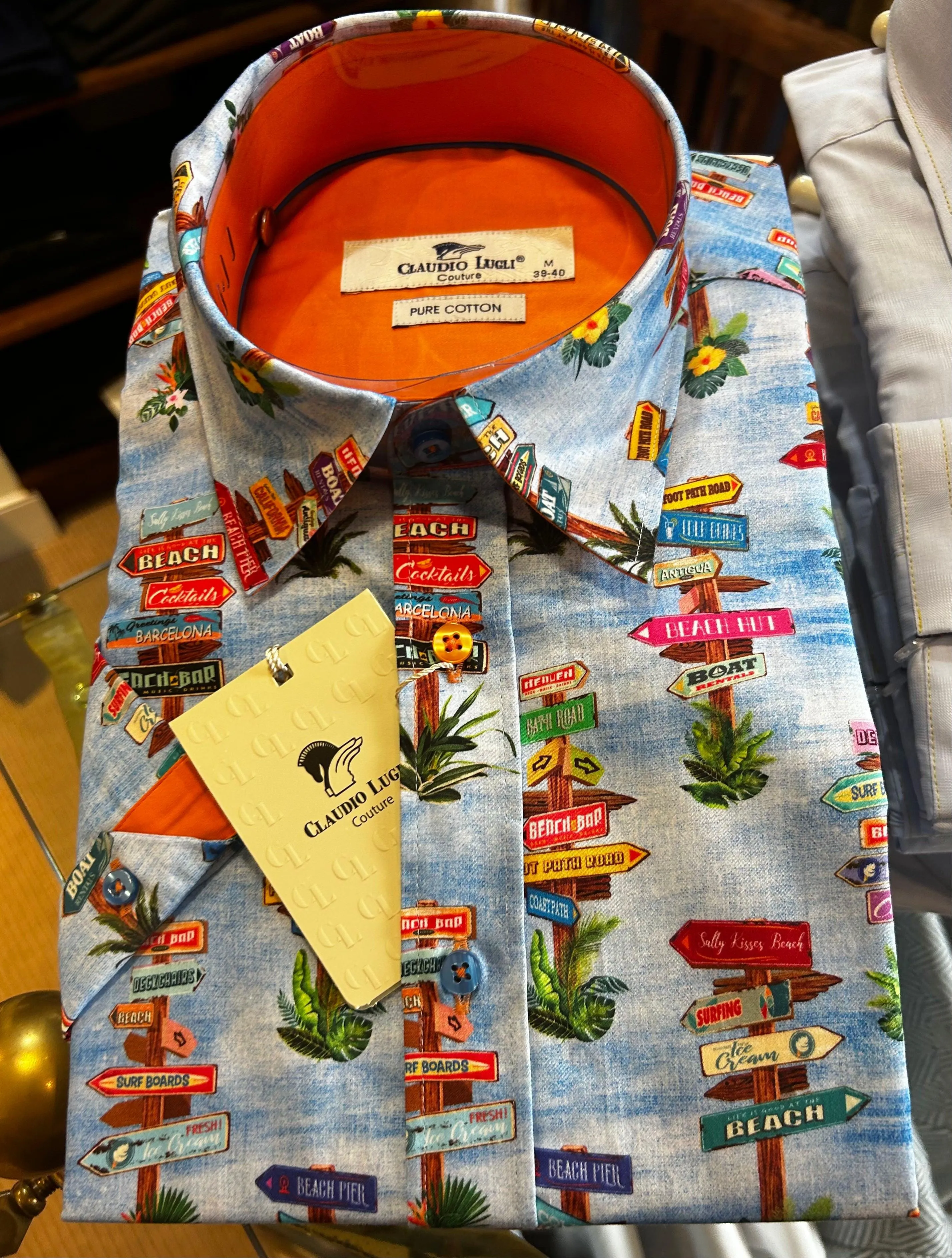 Claudio Lugli Beach Short Sleeve Shirt - Sky