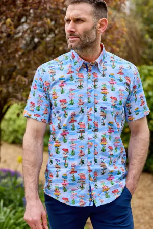 Claudio Lugli Beach Short Sleeve Shirt - Sky