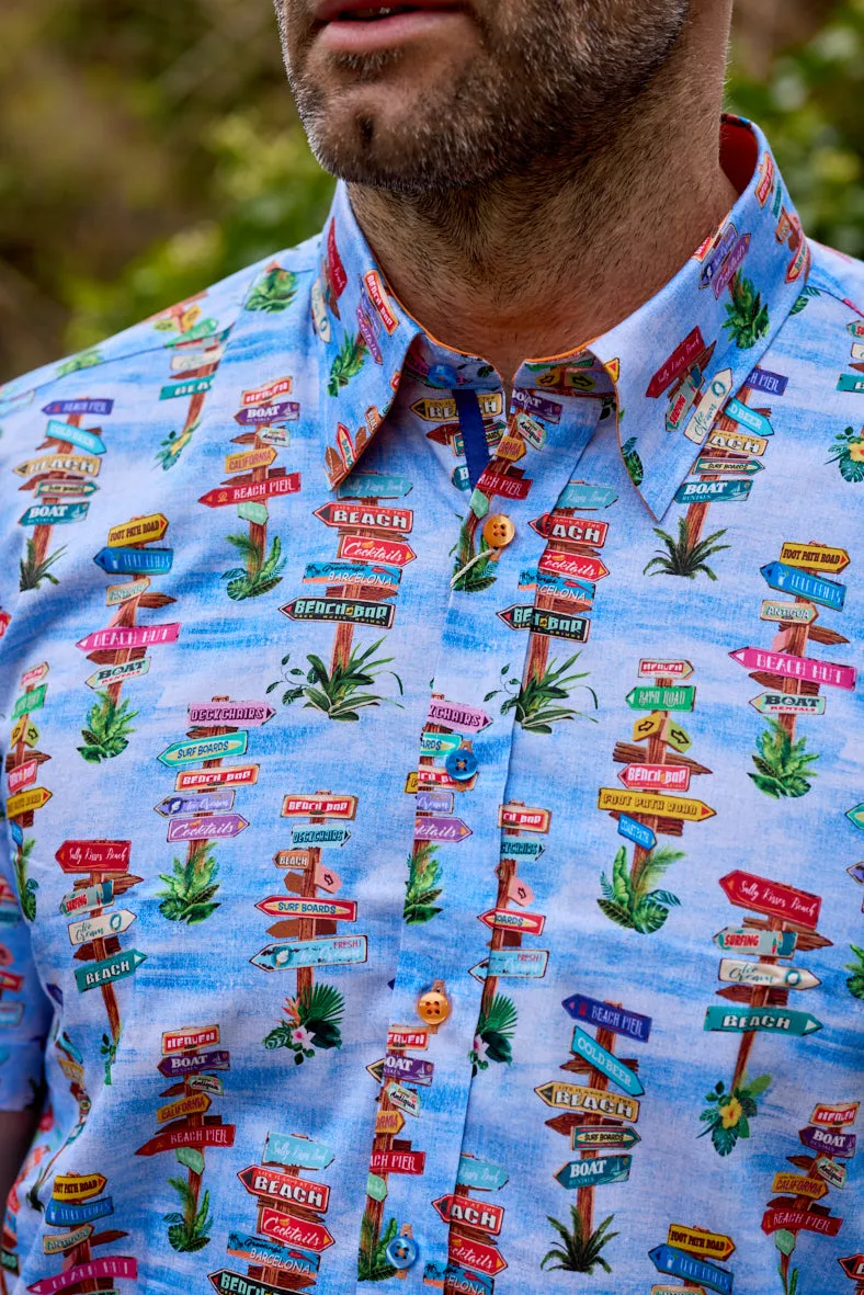 Claudio Lugli Beach Short Sleeve Shirt - Sky