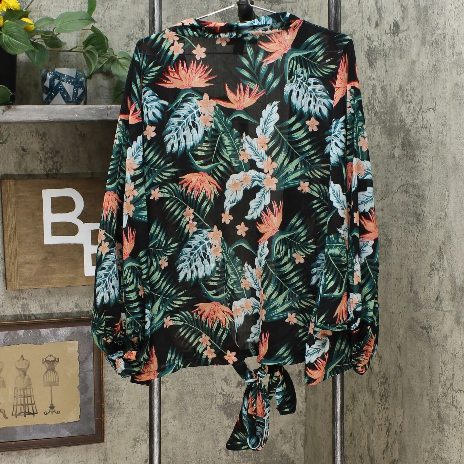 Colleen Lopez Women's Printed Tie Front Topper Kimono