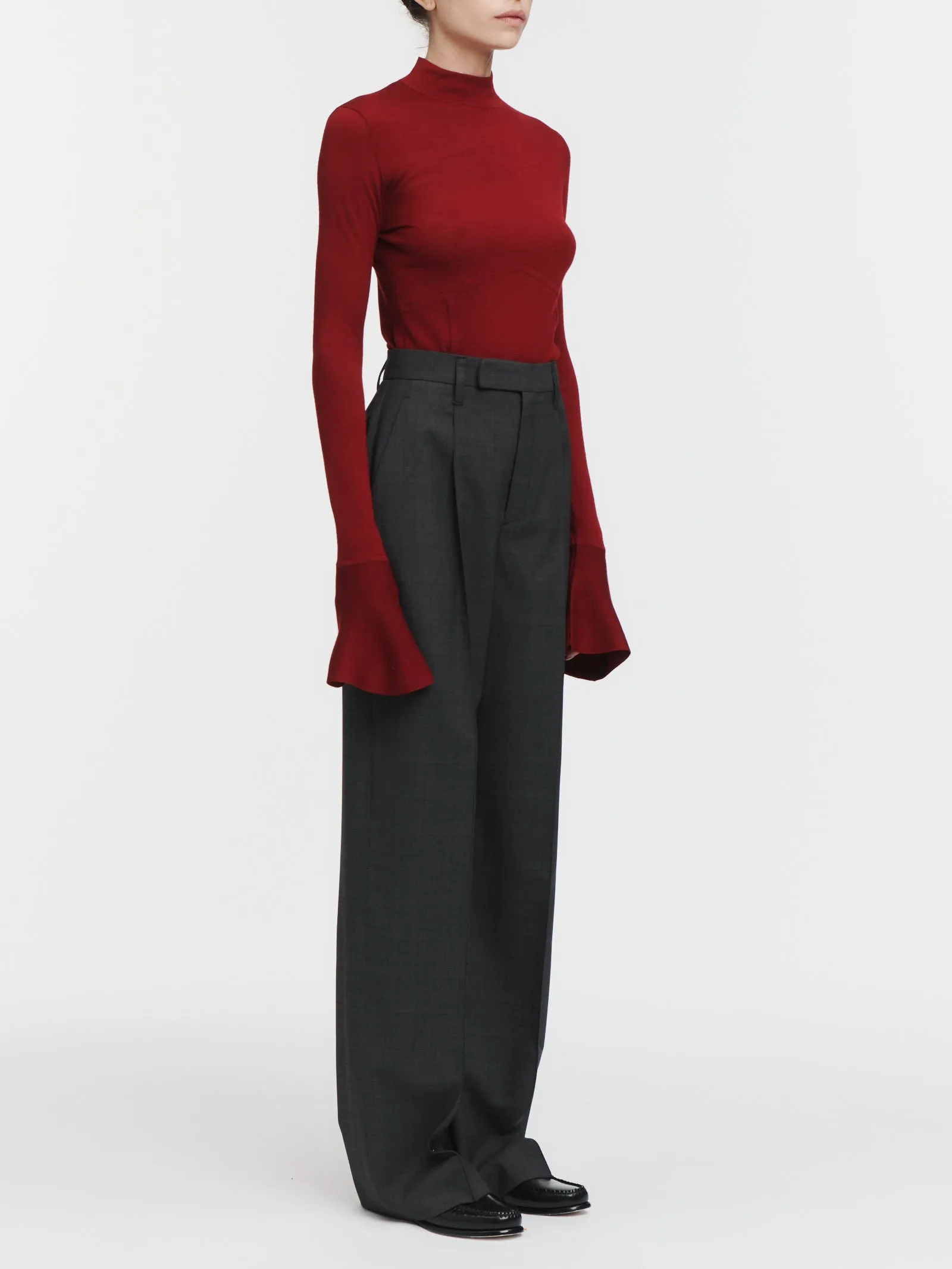 Corset Bell Sleeve Top in Cabernet
