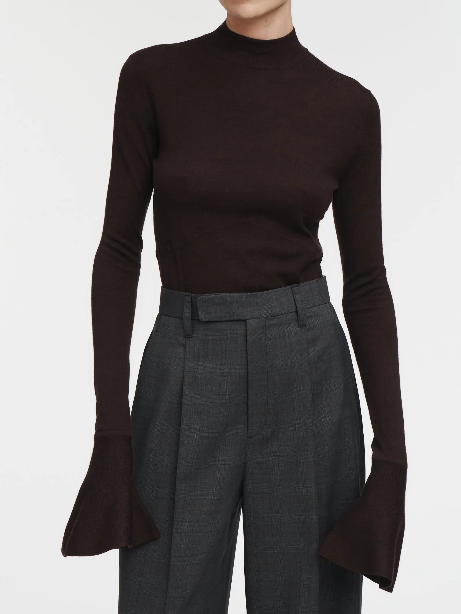 Corset Bell Sleeve Top in Espresso