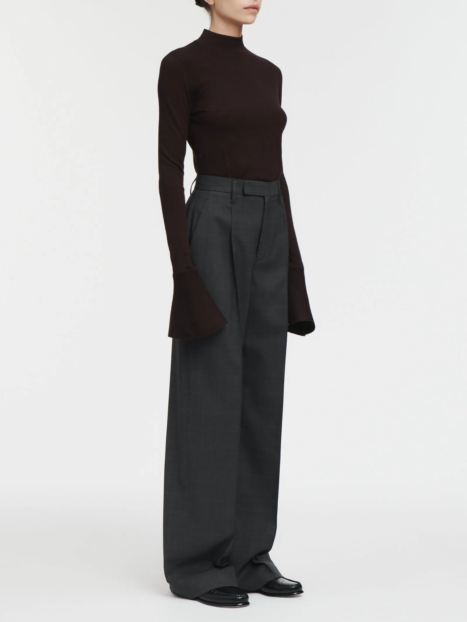 Corset Bell Sleeve Top in Espresso