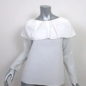 COS Ruffle Top White Cotton-Silk Size 4 Long Sleeve Blouse
