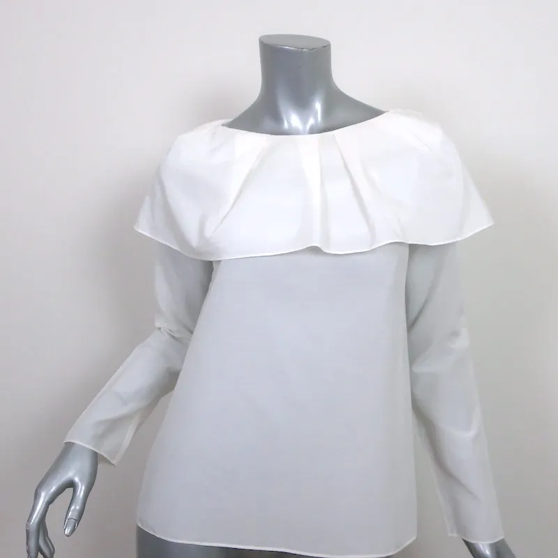 COS Ruffle Top White Cotton-Silk Size 4 Long Sleeve Blouse