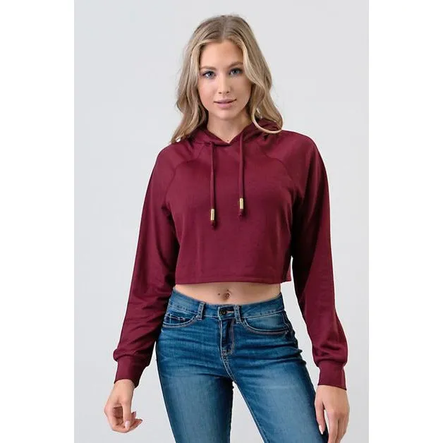 Crepe Hoodie Long Sleeve Top