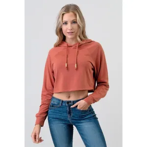 Crepe Hoodie Long Sleeve Top