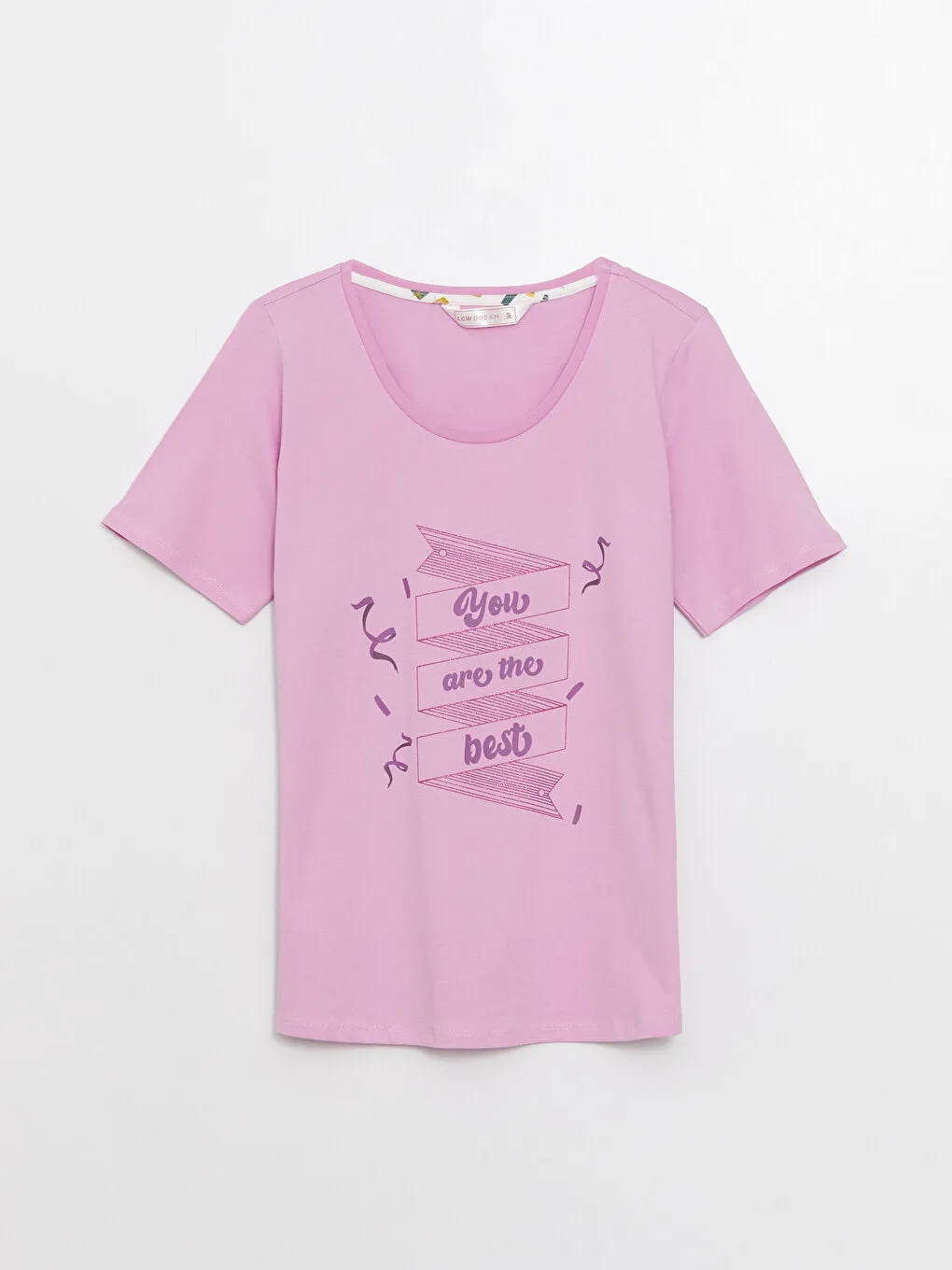 Crew Neck Printed Short Sleeve Women's Pajama Set with Shorts
