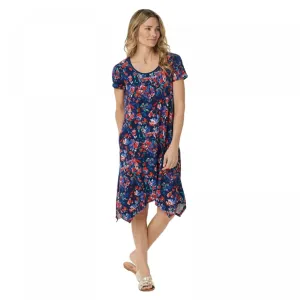 Cuddl Duds Women's Flexwear Short Sleeve Handkerchief Dress