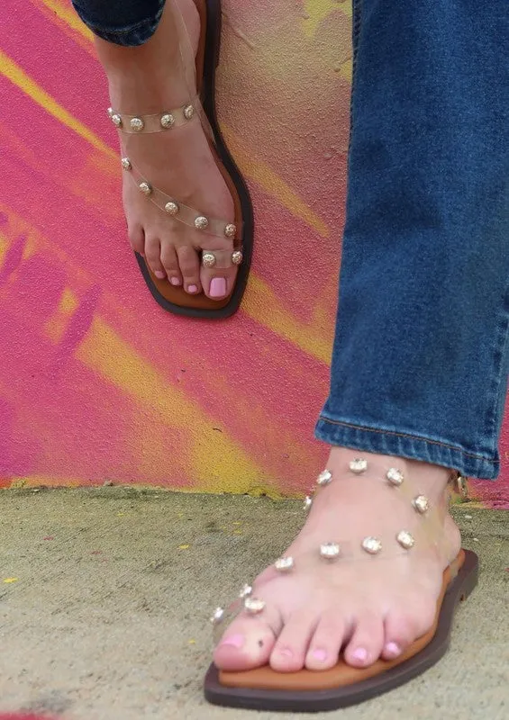 Dara Stud Sandals - Toe Ring Design, Summer-Ready, Flat Sole