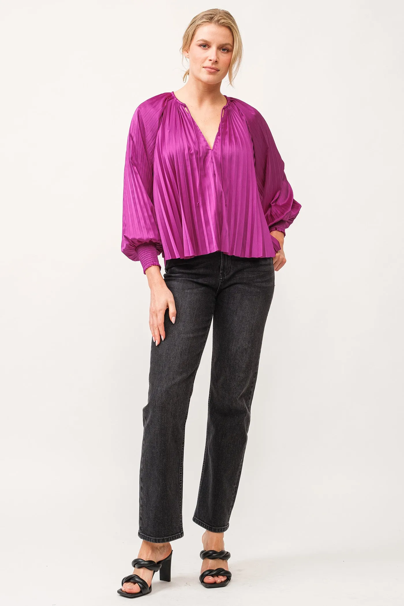 Dear John Deletta Pleated Satin Top