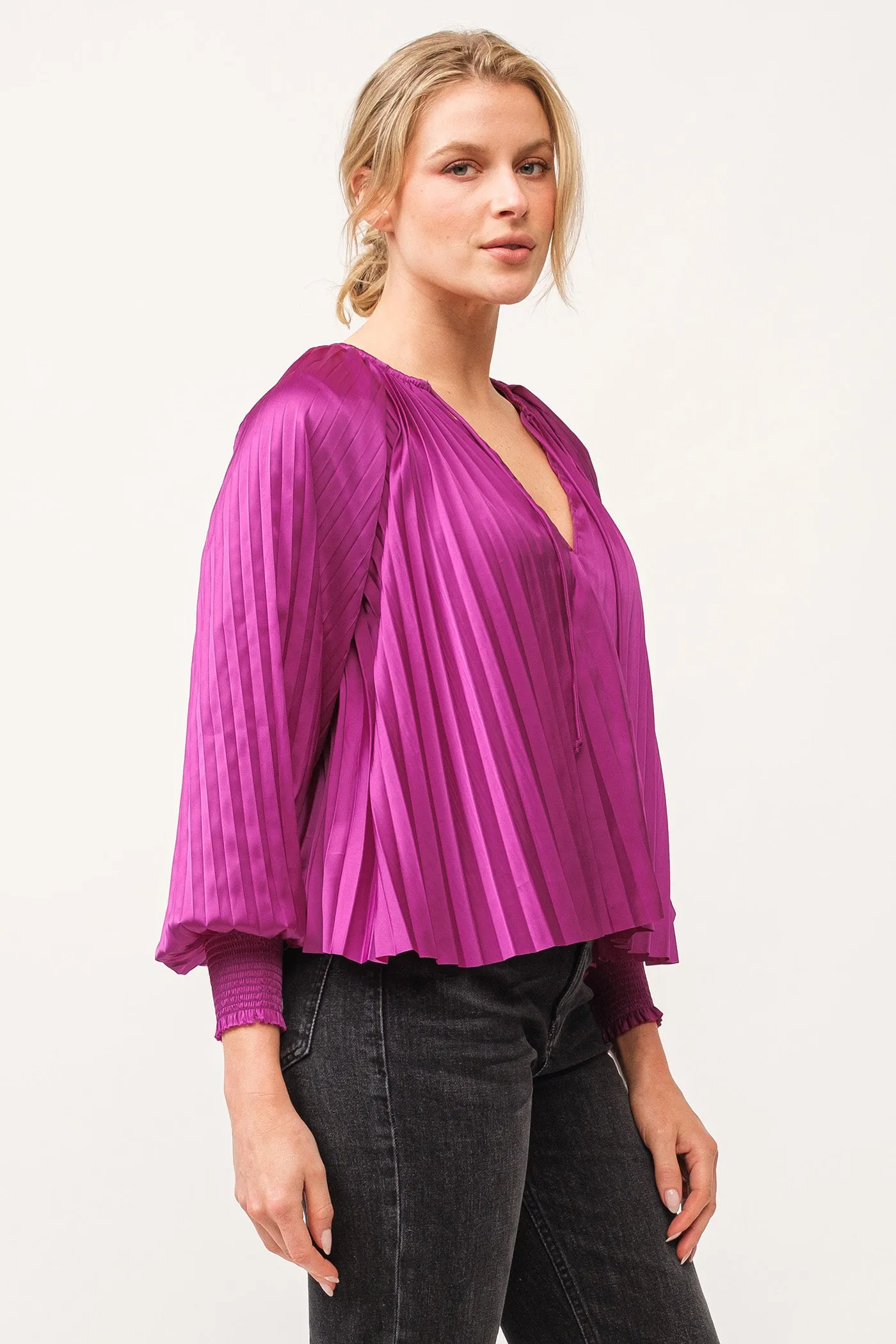 Dear John Deletta Pleated Satin Top