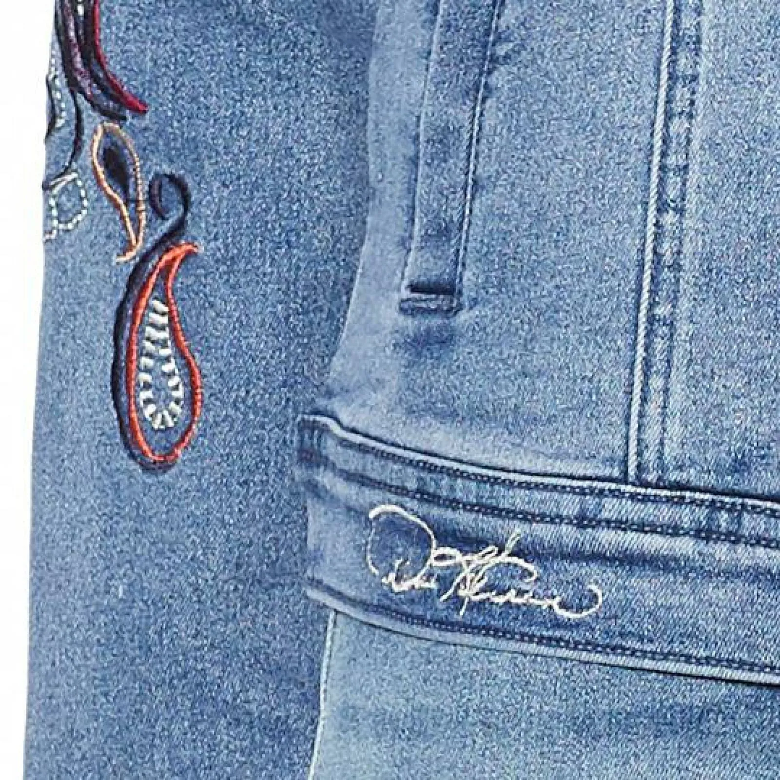 DG2 by Diane Gilman Women's Plus Size Embroidered Signature Jean Jacket