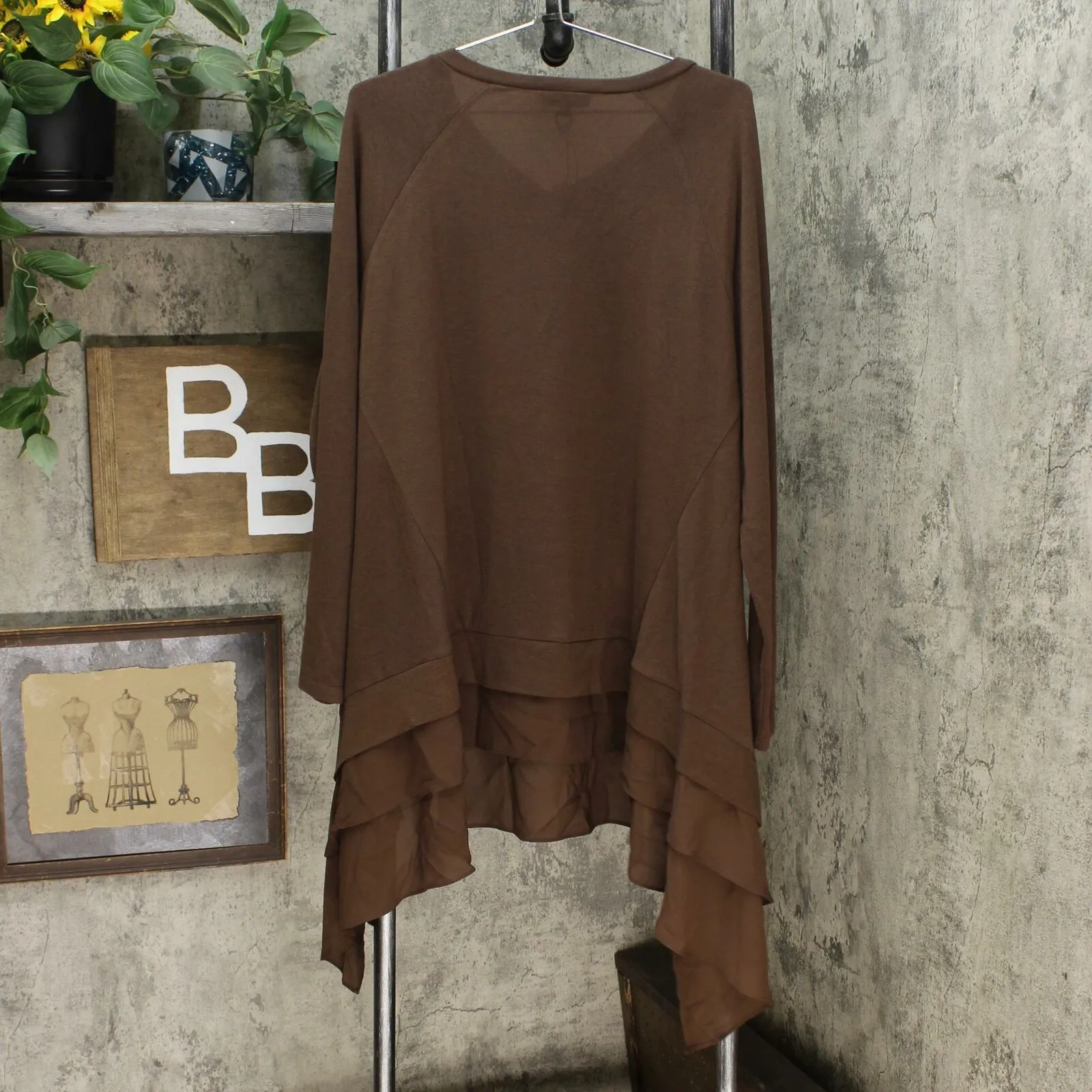 DG2 by Diane Gilman Women's Ribbed Knit Sweater And Chiffon Top
