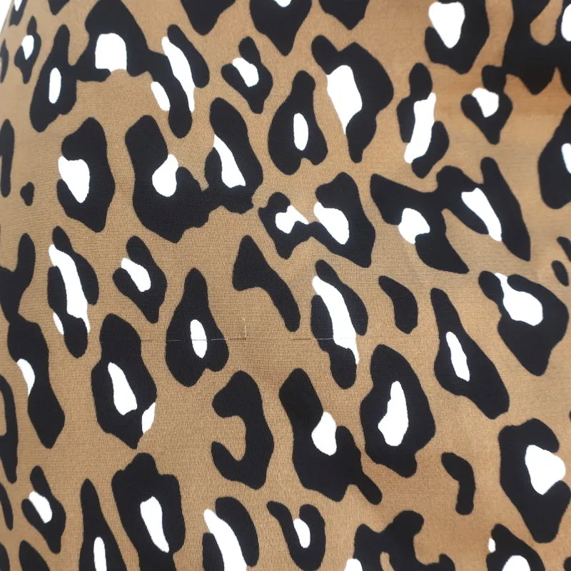 Diane von Furstenberg Midi Skirt Brown Leopard Print Stretch Crepe Size 4