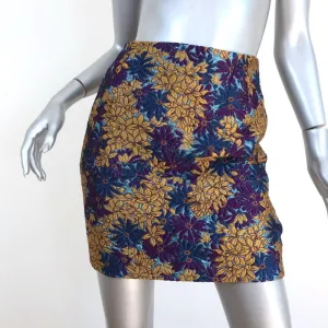 Dolce & Gabbana Mini Skirt Purple/Gold Floral Lurex Jacquard Size 36