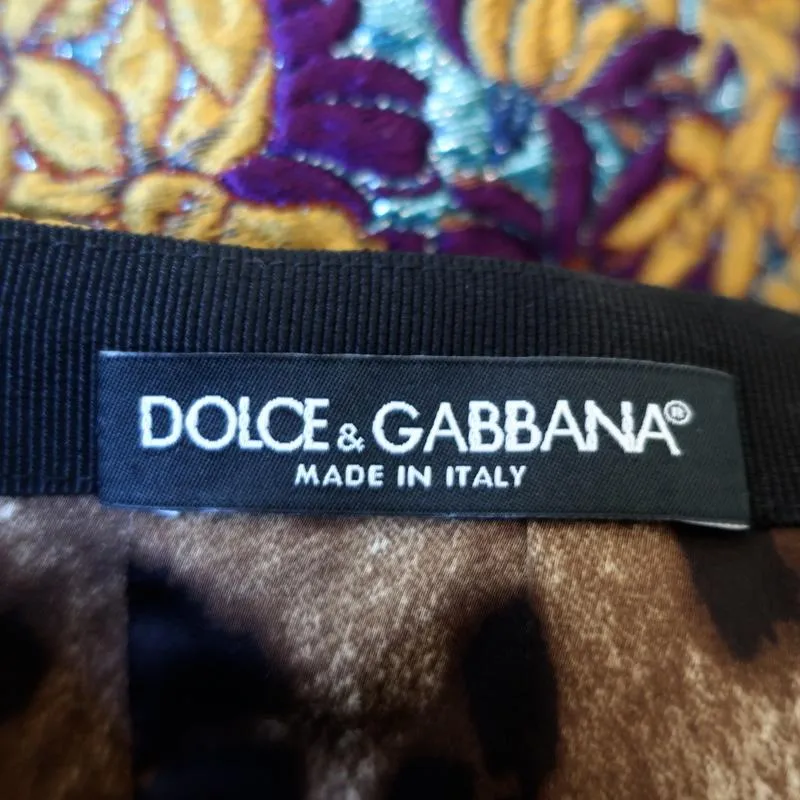 Dolce & Gabbana Mini Skirt Purple/Gold Floral Lurex Jacquard Size 36