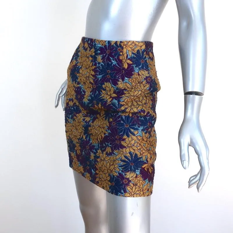 Dolce & Gabbana Mini Skirt Purple/Gold Floral Lurex Jacquard Size 36