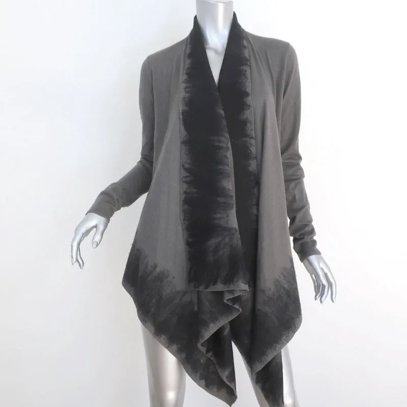Donna Karan Draped Cardigan Gray Embroidered Cashmere-Wool Size Small