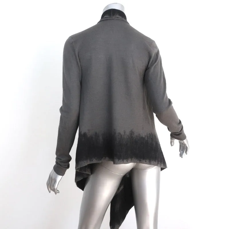 Donna Karan Draped Cardigan Gray Embroidered Cashmere-Wool Size Small
